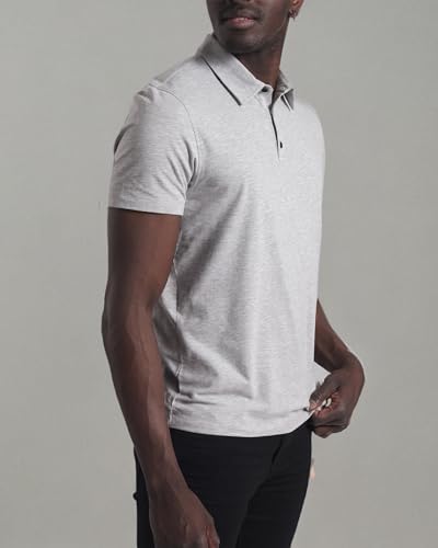 Kenneth Cole REACTION Polo Shirts for Men 3 Pack, UPF 50+ Men's Polo Shirts Short Sleeve (Black/White/Heather Grey, XX-Large)