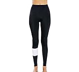 PHOTNO Yoga Running Pants High Waist Cropped Leggings stretch trousers pants for women (L, Black)