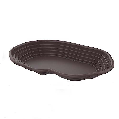 Flushbay Extra große Reptilien-Badeschale für Reptilien, Wassernapf mit Rampe, Aquarium-Ornament für Gecko, Schlange, Schildkröte, Bartagame, Eidechsenbad (schwarz)