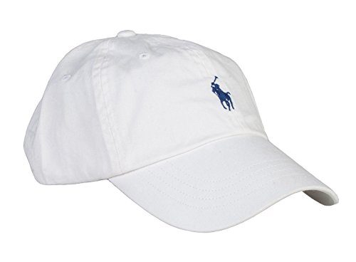 POLO RALPH LAUREN Men's Chino Sport Cap, White/Marlin Blue, One Size