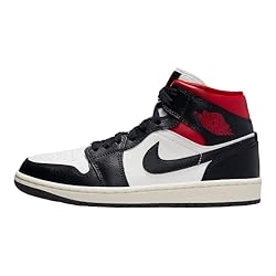 Jordan Women's WMNS Air 1 MID, Black/Gym Red Sail, 8