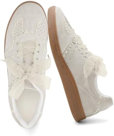 Amazon.com | JACKSHIBO Women's Ribbon Lace-Up Fashion Sneakers