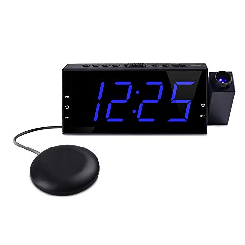 OnLyee Projection Ceiling Wall Clock Bed Shaker, 7" LED Digital Desk/Shelf Clock Dimmer, USB Charging, AC Powered Battery Backup Bedroom, Kitchen, Kids - Thumbnail 7