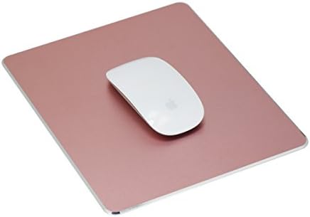 Aenfor Aluminum gaming mouse pad [Ultra Thin][Non-slip Base][Resistant to dirt][Easy to clear]mouse pad with Micro Sand Blasting Aluminium Surface for Fast and Accurate Control (Rose Gold)