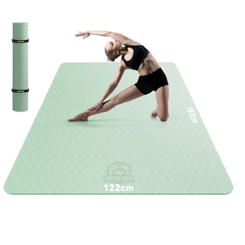 HAPBEAR Yogamatte XXL- Extra Groß Breit Yoga Matte, TPE Sportmatte Fitnessmatte rutschfest 183cm x122cmx 8mm Dicke, Ultra Haltbar, Gymnastikmatte für
