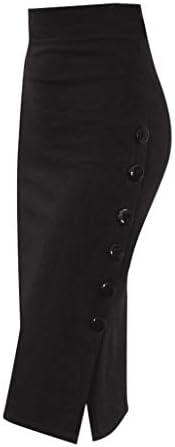 Women's Skirts Plus Size Pencil Skirt Ladies High Waisted Button Stretchy Bodycon Office Mid Skirt