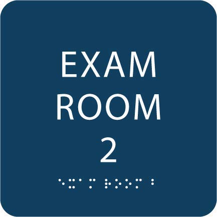 Cold Blue ADA Exam Room 2 Sign with Braille - Made from Durable Acrylic and Ready to Mount
