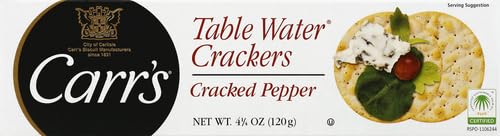 CARR’S TABLE WATER CRACKERS, CRACKED PEPPER, 4.25 OZ