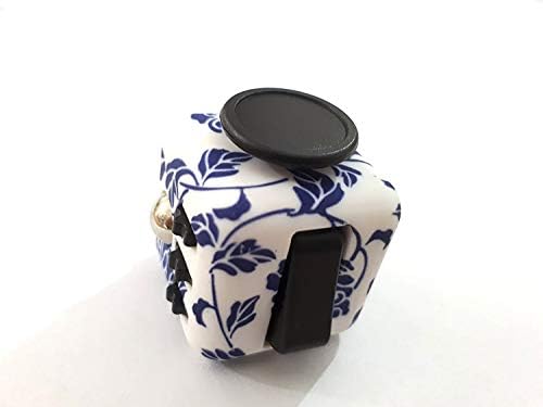Hexa 6-Sides Fidget cube Relieves Stress Anxiety for Children & Adults Anxiety Attention Toy-Skulls (Blue-Flowers)