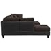 3 Piece Modern Microfiber Dark Brown Faux Leather Sectional Sofa with Ottoman
