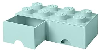 Lego Brick 8 Knobs 2 Drawers Stackable Storage Box 9 4 L Aqua