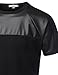 LE3NO Mens Premium Edgy Faux Leather Slub Raglan Short Sleeve T Shirt