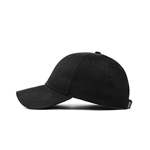 Unisex Plain Easy Adjustable Baseball Cap Hat Modern Design by Izus, Black, Free - Thumbnail 2