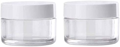 LASSUM 4 Ounce Clear Plastic Wide-Mouth Storage Jars Refillable Empty BPA-Free PET Containers with White Lids for Beauty Products, DIY Slime Making or Others (2 Pack)