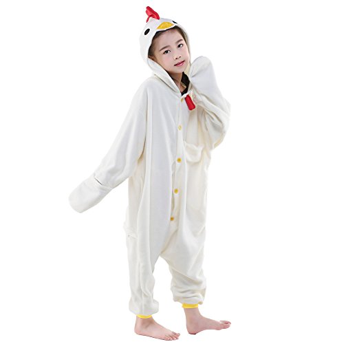 Newcosplay Unisex Children White Chicken Pyjamas Halloween Costume