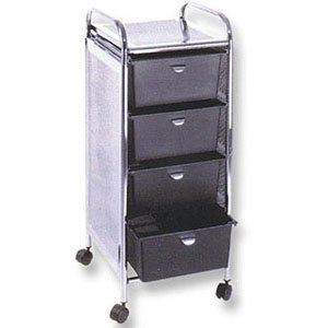 Pibbs D27 4 Drawer Rolling Cart with Metal Sides, Office Central