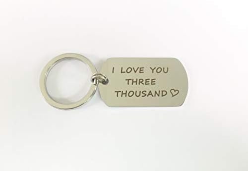 Stainless Steel Lettering Keychain,Keychain Accessories -"I Love You Three Thousand", Gifts for Parent, Children, Lover, Boyfriend, Girlfriend, Wedding Gifts,Holiday Gifts, Silvery Keychain