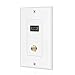 TNP HDMI + F Connector Wall Plate Face Cover Coaxial Combo Support 4K 60Hz HDR 1080P 3D Ethernet Wall Socket Plug Insert Jack Outlet Panel for HDTV Home Theater Cable Satellite PS4 & Nintendo Switch