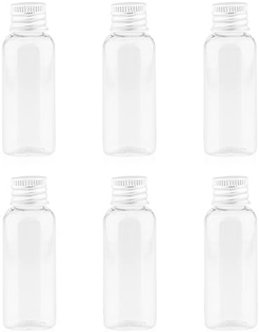 Small bottles for Cosmetic Toiletries Liquid Containers Small bottles for Cosmetic Toiletries Liquid Containers (Pack of 6) Crystal Clear Plastic PET Jars with Silve Caps