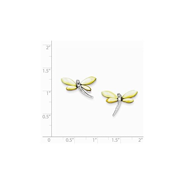 925 Sterling Silver Rhod Pltd Cubic Zirconia Cz Yellow Mother Of Pearl Dragonfly Earrings Ball Button Animal Insect Fine Jewelry For Women Gifts For Her - Image 5