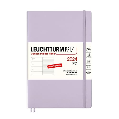 LEUCHTTURM1917 367807 Paperback (B6+) - Agenda semainier et bloc-notes 2024 - Couverture souple - Lilac - En allemand - 12 mois