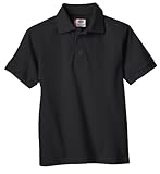Dickies Big Boys' Short Sleeve Pique Polo Shirt, Black, Large (14/16)
