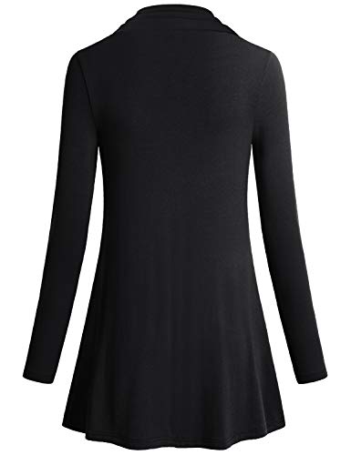 JOYMOM Breastfeeding Tops for Women,Mama Cowl Neck Pregnancy Maternity Nursing Clothes Gravida Elegant Hemline Snug Long Postpartum Blouse Workout Sweater Black S - Thumbnail 2