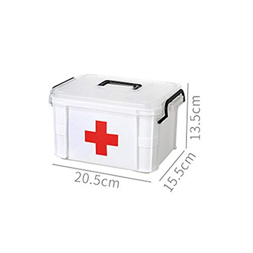 Yunhigh First Aid Kit Box Lockable Medicine Storage Box Family Emergency Kit Cabinet Organizer Detachable Tray & Handle Portable Home Camping Travel Hiking