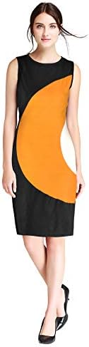 Multi Color Knee Length Sleeveless Imported Streachable Fabric Straight Color Block Designer Midi Dress for Women