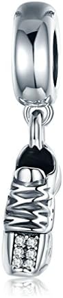 Soulove Running Shoes Dangle 925 Sterling Silver Bead for Snake Chain Charm Bracelet