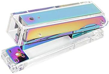 Clear Acrylic Rainbow Stapler Colorful Desktop Manual Staplers with Top Modern Design Sleek Office and Desk Accessories Gift Idea (Rainbow)