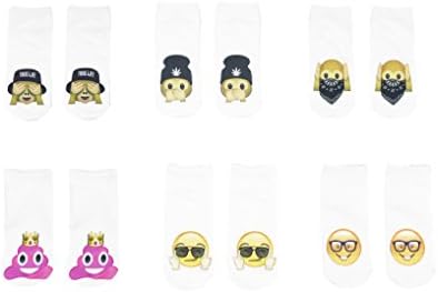 Pair of 6 Emoji Face Symbol Ankle Funny Comfy Socks for kid girl boy women men Footwear