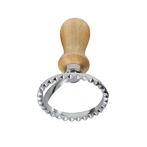 Ravioli Stamp Set, Transser Ravioli Maker Cutter Stamp, Wooden Handle and Fluted Edge Tool, Pasta Press Kitchen Attachment (4-Set,Round & Square & Cutter) - Thumbnail 2