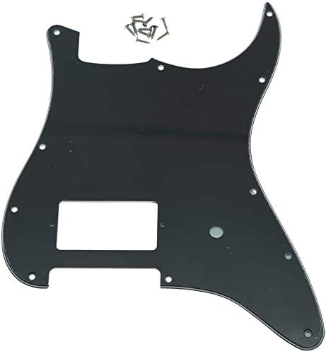 Dopro 11 Hole ST Strat One Humbucker Guitar Pickguard Scratch Plate Fits Fender Delonge Black 3 Ply