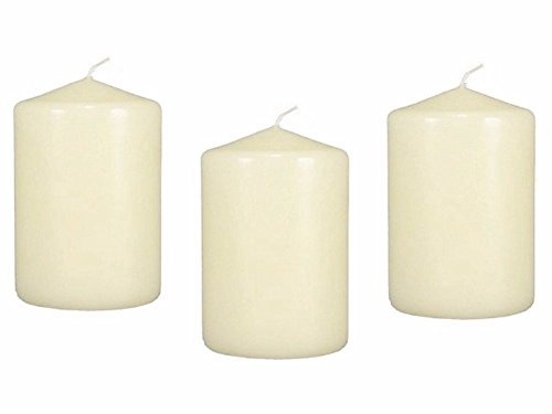 3 X 4" Pillar Candles Bulk Event Pack Round Unscented Ivory Pillar Candles Qty 12 - (Ivory)