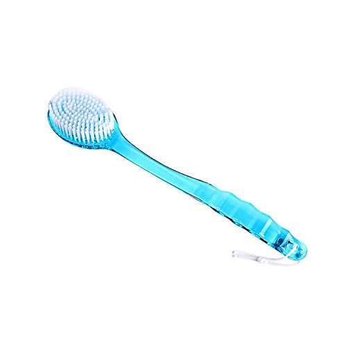 FTXJ Long Plastic Handle Bath Shower Body Brush Back Skin Cleaning Scrubber (Blue)