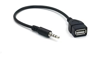 BUBUCAM 3.5mm AUX Audio Plug to USB A Female Car Adio Adapter Cable Converter Car Radio for Car Stereos, Car GPS, CD, DVD Audio Black