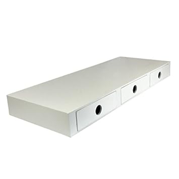 Best Value Here 60cm 3 Drawers White Floating Shelf Storage
