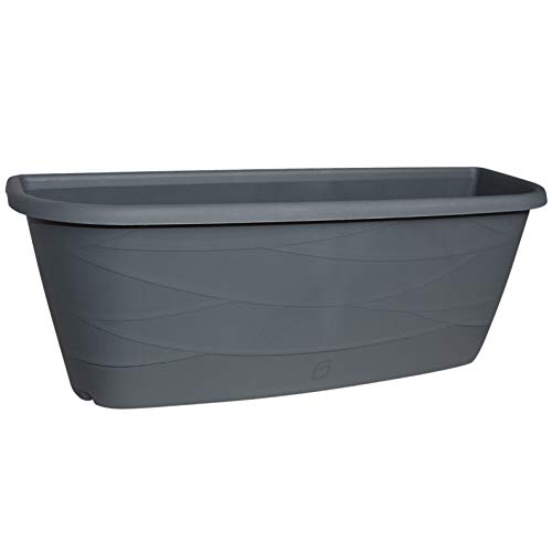 Blumenkasten MAYA aus Kunststoff mit Bewässerung und Balkonkasten Haltern, Farbe:anthrazit