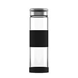 ELDR Supply Glass Water Bottle Eco-Friendly | Wide Mouth | Silicone Sleeve and Base for Non-Slip Grip | Easy to Clean Borosilicate Glass | Double enforced Glass Base (16.9 Oz) (1-Pack)