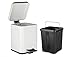 AMG and Enchante Accessories, Rectangular Waste Bin, 5L Garbage Trash Can with Step Foot Pedal, WB05W WHT, Glossy White