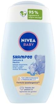Champô Baby Gentle e neutro de 200 ml, com proteção contra lágrimas, sem sulfatos para cabelo macio e sem embaraços