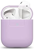 elago Silicone Case Designed for Apple AirPods Case Cover for AirPods 1 & 2 - Extra Protection, Front LED Visible, Supports Wireless Charging (Lavender)
