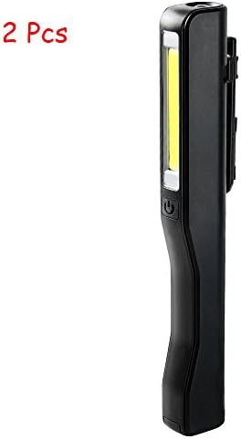 2 Pcs COB LED Mini Pocket Pen Light Inspection Light Lamp Work Flashlight Hand Torch with Rotating Magnetic Clip,Great for Camping / Household / Workshop / Automobile and Emergencies (Black)