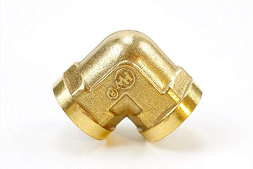 Manloney LLC 2-Pack 1/2" NPT Female Thread 90 Degree Elbow Brass Pipe Adapter Fittings with Seal Tape
