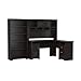 Bush Furniture Cabot 60W L Shaped Computer Desk with Hutch and 5 Shelf Bookcase in Espresso Oak
