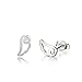 10 Pairs Silver Plated Post Cute Animal Fruit Stud Earrings Set Hypo-Allergenic (elephant stars snow cat love)