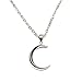 Linana Women's Silver Moon Pendant Necklace Last Quarter + Gift Bag