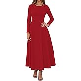 OKIFOIR Long Sleeve Maxi Dress for Women Fall Pleated Babydoll Formal Cocktail Party Dresses 2026