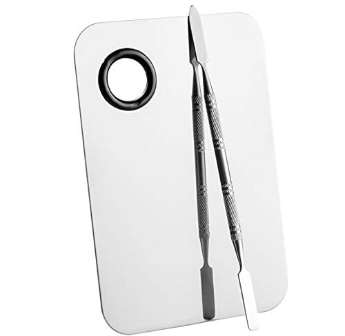 Professional Stainless Steel Makeup Palette Cosmetic Palette with Spatula Tool For Nail Art Eye Shadow Eyelash Makeup Professional Pigment Blending（6 x 4 Inch Sliver）